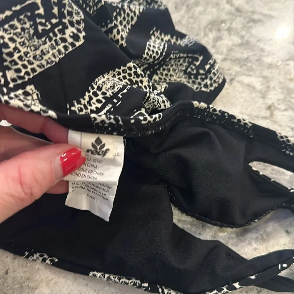 🐆 Reef Black & White Printed Bikini Bottoms - XS